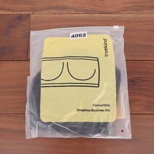 Truekind Convertible Strapless Bandeau Bra Medium Black Built-in Pads Wireless